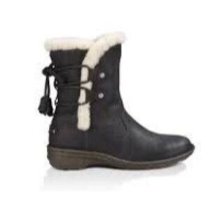 UGG Australia Akadia 1007760 Black Stout Suede Leather Lace Up Boots Sheerling 7